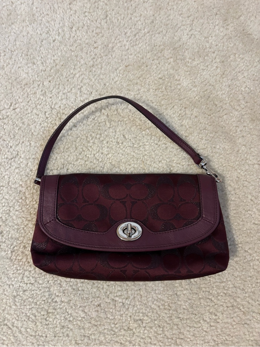 Coach Burgundy Signature Turnlock Shoulder Bag